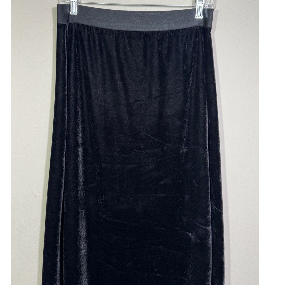 Max Studio Women's Black Velvet Maxi Skirt Sz S Goth Witchy Vamp Dark Academia - Picture 3 of 13